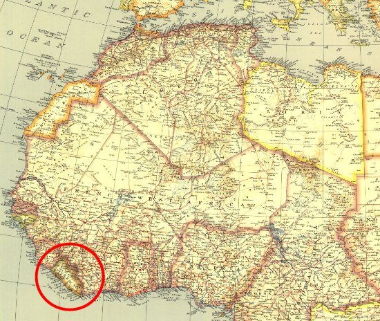 Liberia jest o... tutaj. Na mapie z 1935 roku.