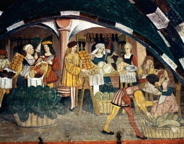 Średniowieczne kobiety na targowisku... W Brugii było ich znacznie więcej!
