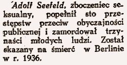 Sława nie przemija! Polska prasa o Seefeldzie prawie dwa lata po procesie. "Nowy Głos", 21 grudnia 1937.