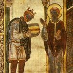 Miniatura zdobiąca jedną z dzieł Bedy - słynnego mnicha i uczonego żyjącego w czasach króla Ceolwulfa.