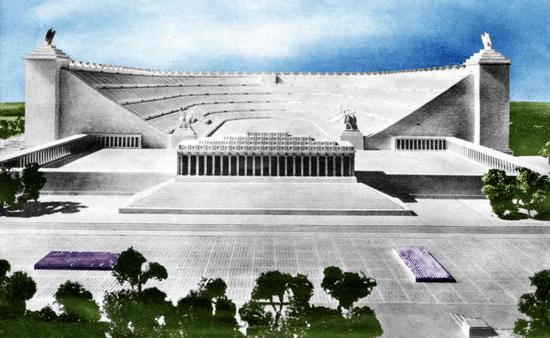 Tak miał wyglądać Deutsche Stadion. Po ukończeniu miał pomieścić pół miliona osób. Model z 1938 r.