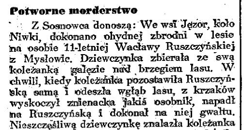 "Potworne morderstwo". Sprawa Wacławy Ruszczyńskiej na łamach "Dziennika Porannego".