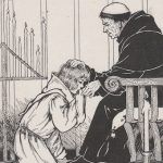 Średniowieczny braciszek i skruszona kobieta.