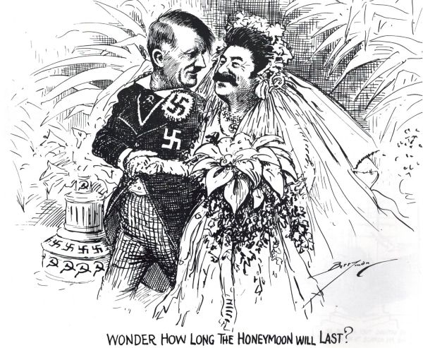 Hitler ożenił się dopiero w 1945 roku? Nie według tego rysunku satyrycznego z 1939 roku...