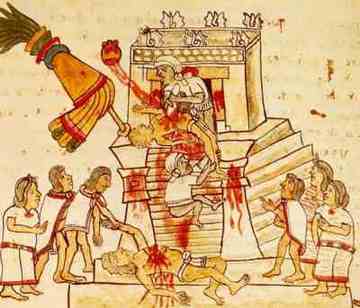 Ofiary z ludzi u Azteków miały bardzo krwawy charakter. Trzeba jednak pamiętać, że tego typu ofiary były charakterystyczne dla całej Mezoameryki.